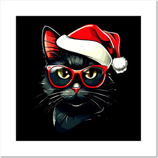 Cute Meow Santa Posters and Art